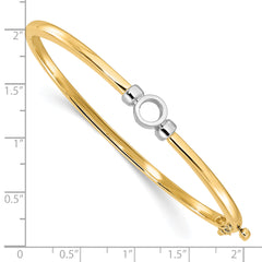 14k Two-tone Holds 1/2 carat 5.0mm Round Stone Hinged Oval Bangle Bracelet Mounting (No Stone Included)