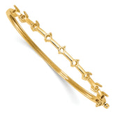 14k Holds 7/8 carat 9-3.0mm Round Stones Hinged Oval Bangle Bracelet Mounting (No Stone Included)