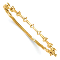 14k Holds 7/8 carat 9-3.0mm Round Stones Hinged Oval Bangle Bracelet Mounting (No Stone Included)