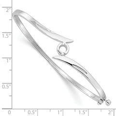 14k White Gold Holds 1/4 carat 4.0mm Round Stone Hinged Oval Bangle Bracelet Mounting (No Stone Included)