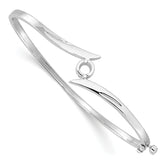 14k White Gold Holds 1/4 carat 4.0mm Round Stone Hinged Oval Bangle Bracelet Mounting (No Stone Included)