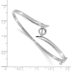14k White Gold Holds 1/2 carat 5.0mm Round Stone Hinged Oval Bangle Bracelet Mounting (No Stone Included)