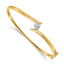14k Two-tone Complete 1/4 carat AA Diamond Hinged Oval Bangle Bracelet