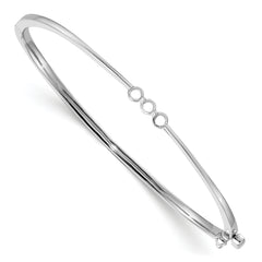 14k White Gold Holds 1/5 carat 3-2.5mm Round Stones Hinged Oval Bangle Bracelet Mounting (No Stone Included)