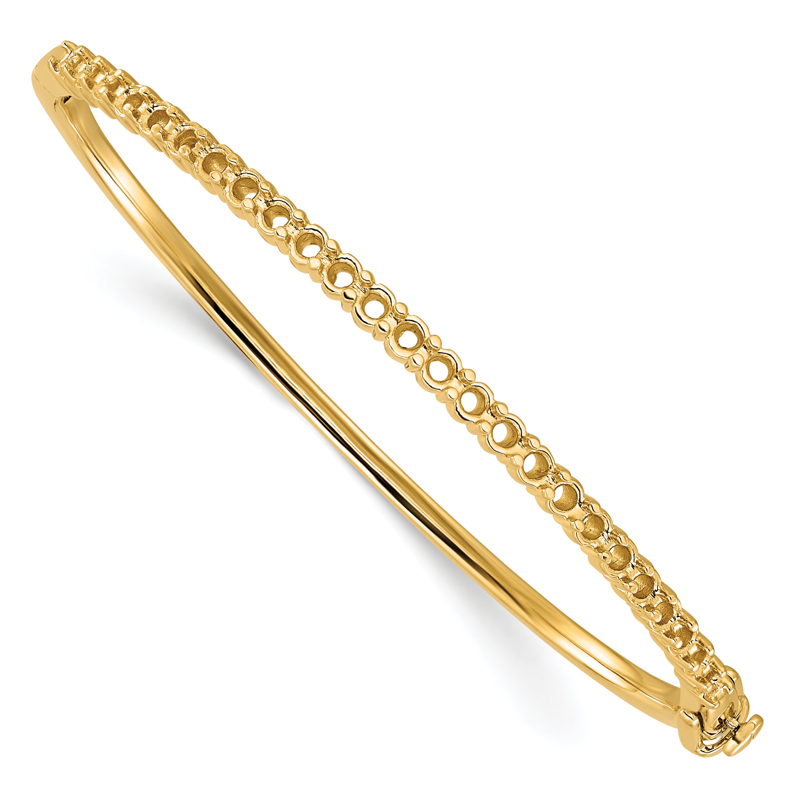 14k Holds 25 2.9mm 1.9ct Hinged Bangle Mounting
