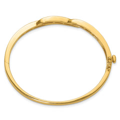 14k Holds 1 carat 6-1.6mm/27-2.0mm Round Stones Hinged Oval Bangle Bracelet Mounting (No Stone Included)