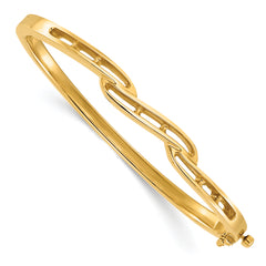 14k Holds 1 carat 6-1.6mm/27-2.0mm Round Stones Hinged Oval Bangle Bracelet Mounting (No Stone Included)