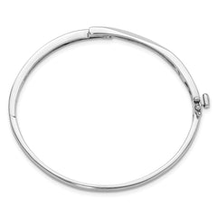 14k White Gold Holds 1/8 carat 3-2.2mm Round Stones Hinged Oval Bangle Bracelet Mounting (No Stone Included)