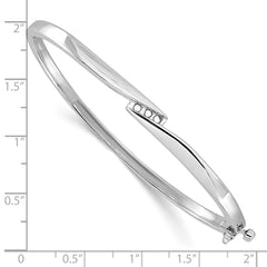 14k White Gold Holds 1/8 carat 3-2.2mm Round Stones Hinged Oval Bangle Bracelet Mounting (No Stone Included)