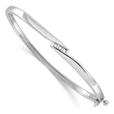 14k White Gold Holds 1/8 carat 3-2.2mm Round Stones Hinged Oval Bangle Bracelet Mounting (No Stone Included)