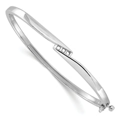 14k White Gold Holds 1/8 carat 3-2.2mm Round Stones Hinged Oval Bangle Bracelet Mounting (No Stone Included)