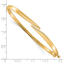 14k Holds 1/8 carat 3-2.2mm Round Stones Hinged Oval Bangle Bracelet Mounting (No Stone Included)