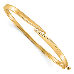 14k Holds 1/8 carat 3-2.2mm Round Stones Hinged Oval Bangle Bracelet Mounting (No Stone Included)