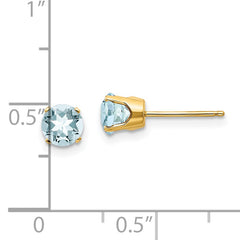 14k 5mm Aquamarine Earrings - March