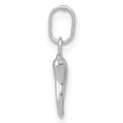 14k White Gold 3D Italian Horn Charm