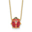 14K Polished Red and Black Enameled Ladybug 17 inch Necklace Plus 1 inch Extender