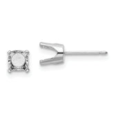 14k White Gold 5.5 Round Stud Earring Mounting (No Stone Included) w/backs