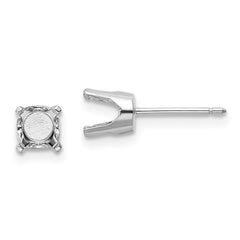 14k White Gold 5.5 Round Stud Earring Mounting (No Stone Included) w/backs