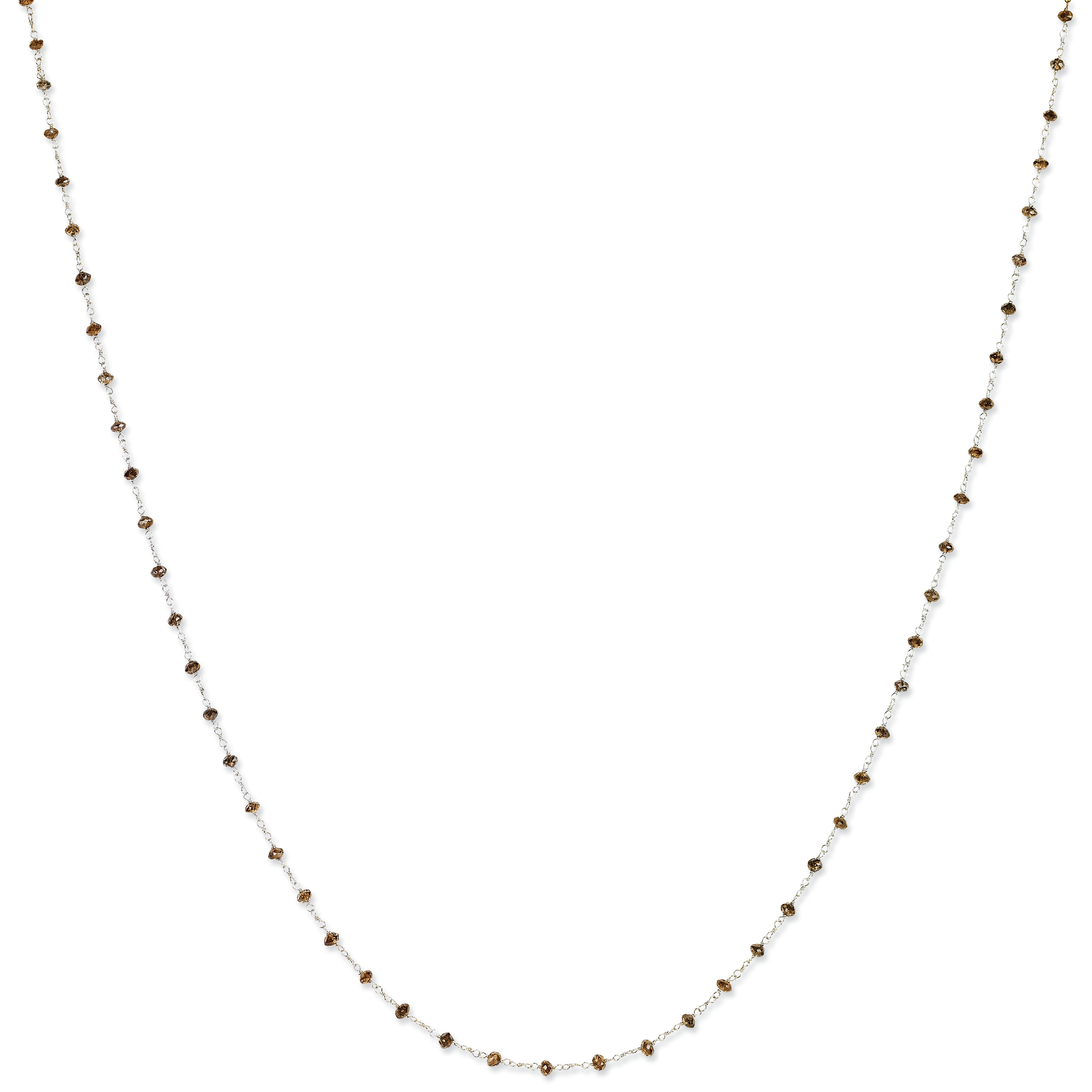 14k White Gold Coffee Brown Diamond Briolette Necklace