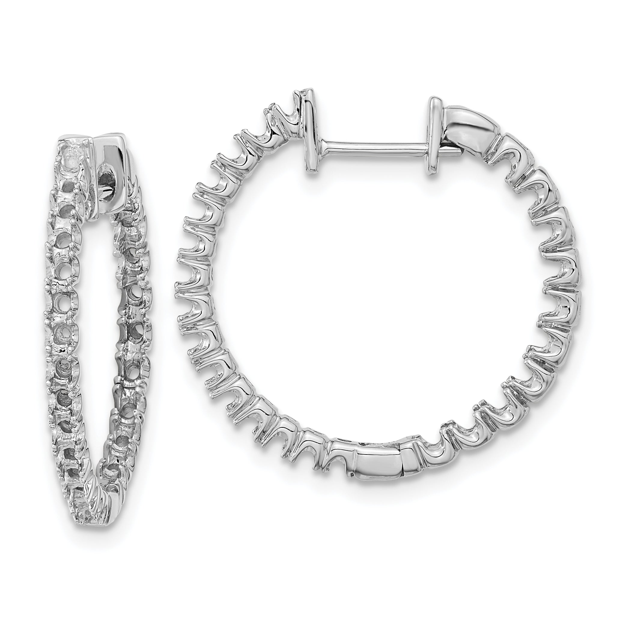 14k White Gold Diamond Hinged Hoop Earring Mounting (No Stone Included)s