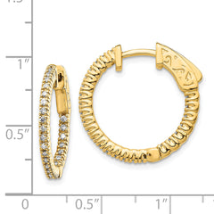 14k Diamond Round Hoop w/Safety Clasp Earrings