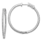 14k White Gold Diamond Round Hoop w/Safety Clasp Earrings