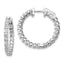 14k White Gold Diamond Round Hoop w/Safety Clasp Earrings