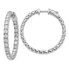 14k White Gold 4 7/8 carat Lab Grown Dia VS/SI+ G+ Round In and Out Safety Clasp Hoop Earrings