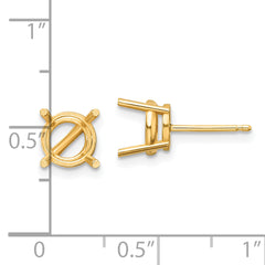 14k 7mm Round Earring Mounting (No Stone Included)s
