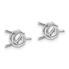 14k White Gold 7mm Round Earring Mounting (No Stone Included)