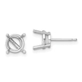 14k White Gold 7mm Round Earring Mounting (No Stone Included)