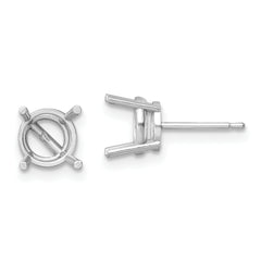 14k White Gold 7mm Round Earring Mounting (No Stone Included)