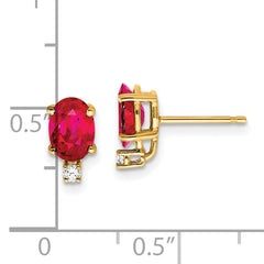 14k 7x5mm Oval Ruby & AAA Diamond Earrings