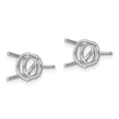 14k White Gold 8mm Round Earring Mounting (No Stone Included)s