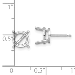 14k White Gold 8mm Round Earring Mounting (No Stone Included)s