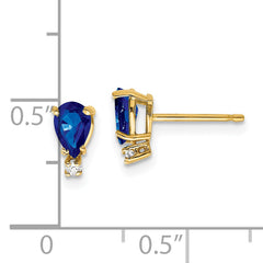 14k 6x4mm Pear Sapphire & AAA Diamond Earrings
