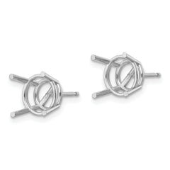 14k White Gold 9mm Round Earring Mounting (No Stone Included)s