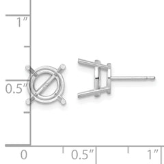 14k White Gold 9mm Round Earring Mounting (No Stone Included)s