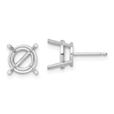 14k White Gold 9mm Round Earring Mounting (No Stone Included)s