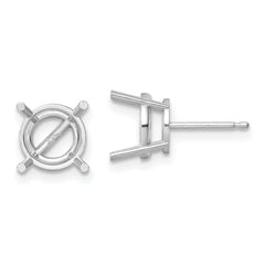 14k White Gold 9mm Round Earring Mounting (No Stone Included)s