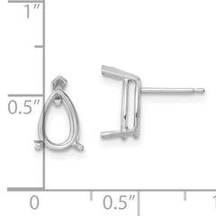 14k White Gold 9x6 Pear Earring Mounting (No Stone Included)s