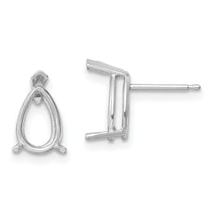 14k White Gold 9x6 Pear Earring Mounting (No Stone Included)s