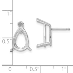 14k White Gold 12x8 Pear Earring Mounting (No Stone Included)s