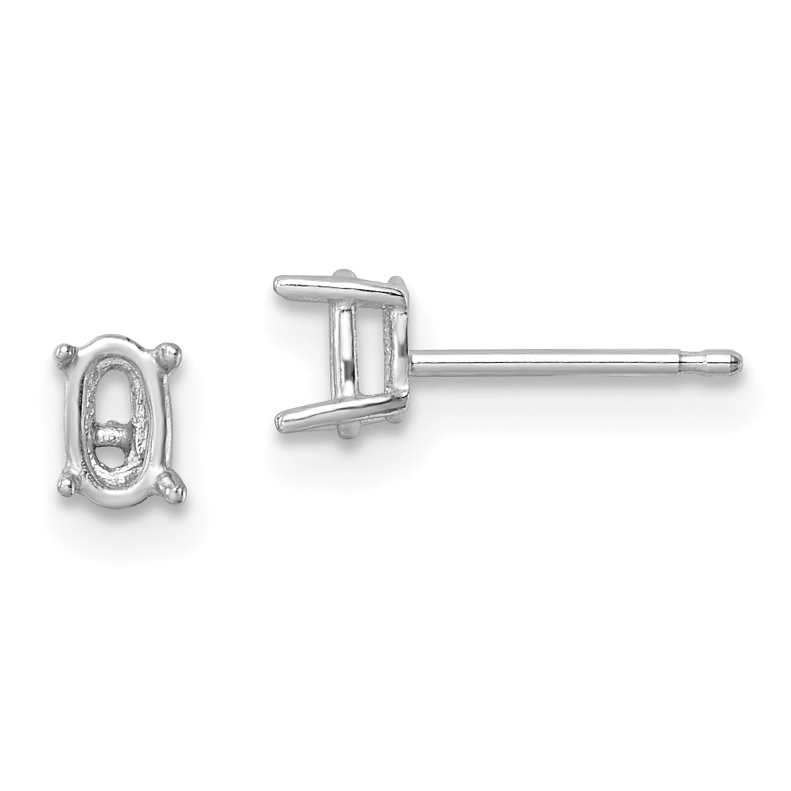 14k White Gold 5x3 Oval Earring Mounting (No Stone Included)s