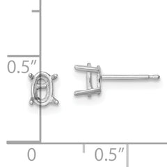 14k White Gold 6x4 Oval Earring Mounting (No Stone Included)s