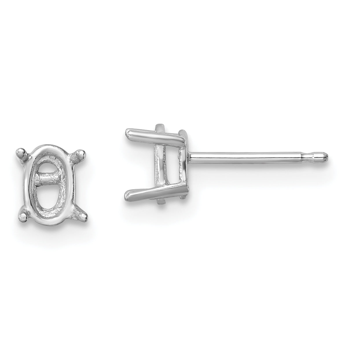 14k White Gold 6x4 Oval Earring Mounting (No Stone Included)s