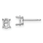 14k White Gold 6x4 Oval Earring Mounting (No Stone Included)s