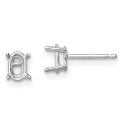 14k White Gold 6x4 Oval Earring Mounting (No Stone Included)s
