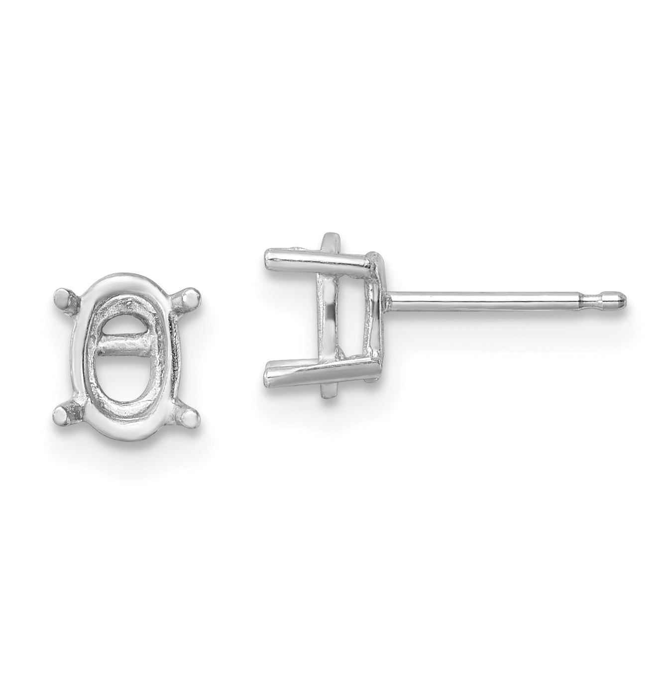 14k White Gold 7x5 Oval Earring Mounting (No Stone Included)s