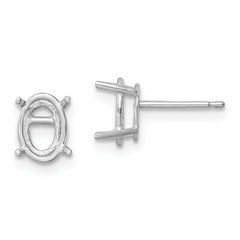 14k White Gold 8x6 Oval Earring Mounting (No Stone Included)s